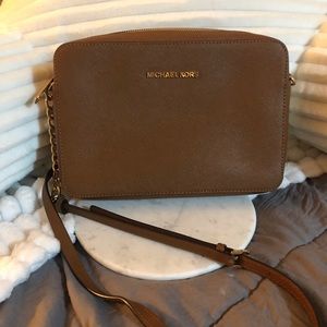 Michael Kors Tan Leather Crossbody Bag - Jet Set